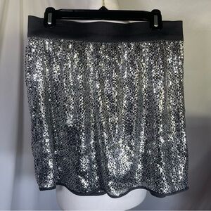 GAP Glittery Sequin Mini Skirt Silver Size 10 Sparkly‎ Metallic Y2K Fairy